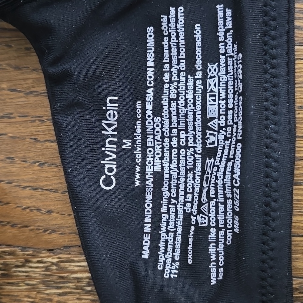 Calvin Klein Wireless Black Gray Bra Size M - Picture 3 of 5